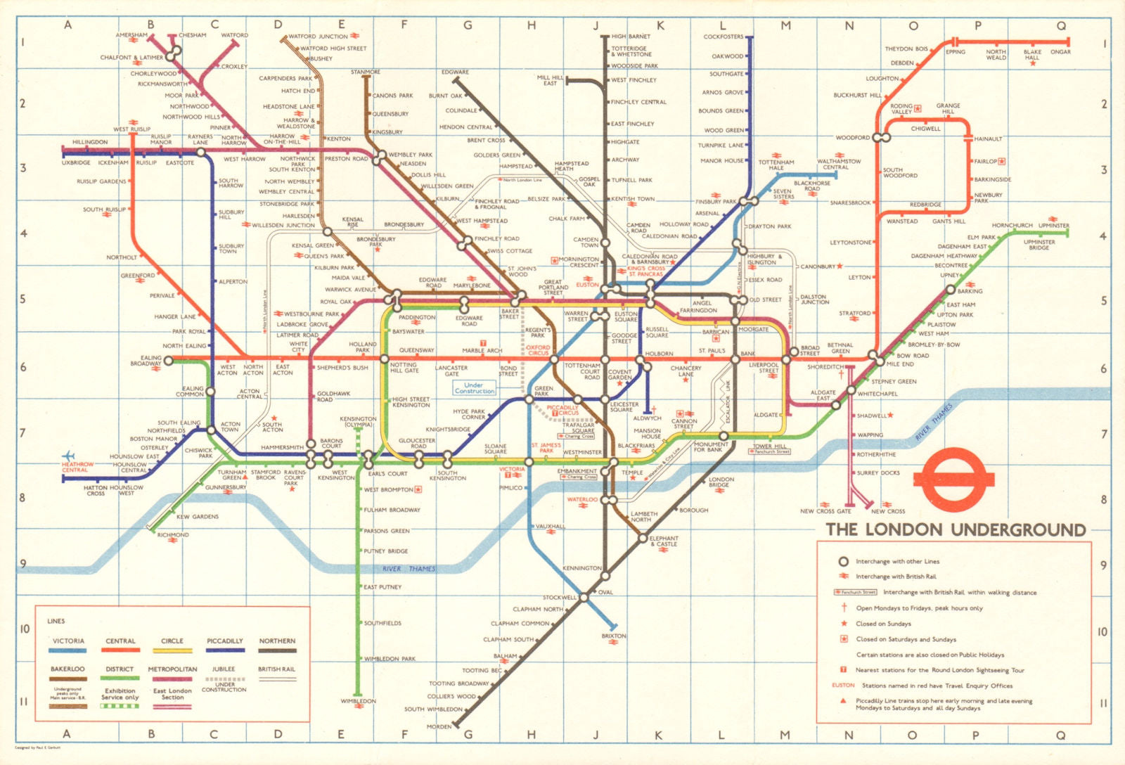 LONDON UNDERGROUND tube map plan. Jubilee line u/ construction. GARBUTT #2 1978